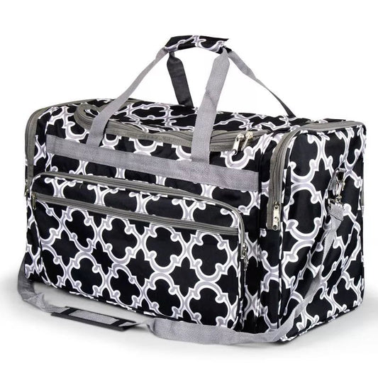 Black Quatrefoil Large Duffel Bag – Chic Travel, Gym & Carry - On Weekender - Style For You