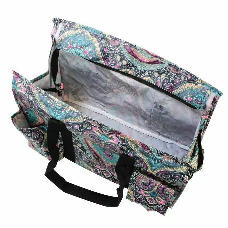 Blue Bohemian Rhapsody Paisley Utility Tote – Zip - Top 7 - Pocket Organizer - Style For You