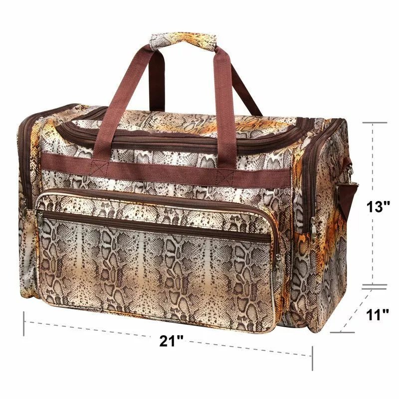 Brown Snake Skin Large Duffel Bag – Python Print Carry - On for Gym, Travel & Weekend Use - Style For You