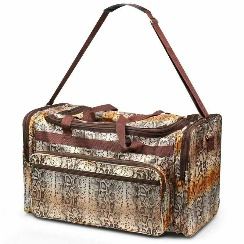 Brown Snake Skin Large Duffel Bag – Python Print Carry - On for Gym, Travel & Weekend Use - Style For You