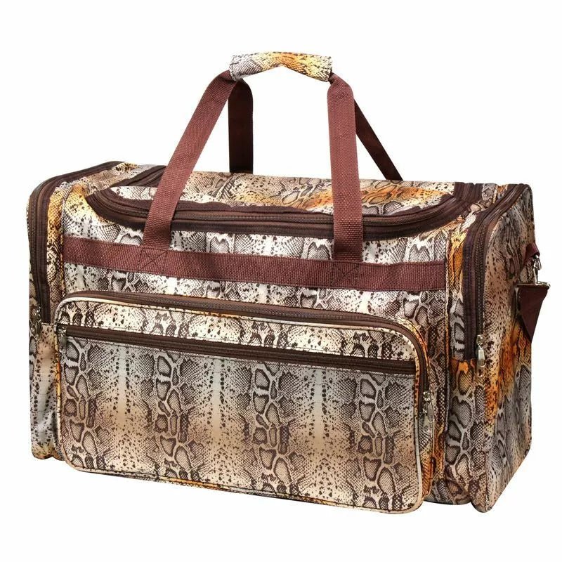 Brown Snake Skin Large Duffel Bag – Python Print Carry - On for Gym, Travel & Weekend Use - Style For You