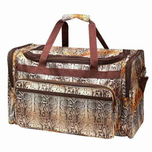 Brown Snake Skin Large Duffel Bag – Python Print Carry - On for Gym, Travel & Weekend Use - Style For You