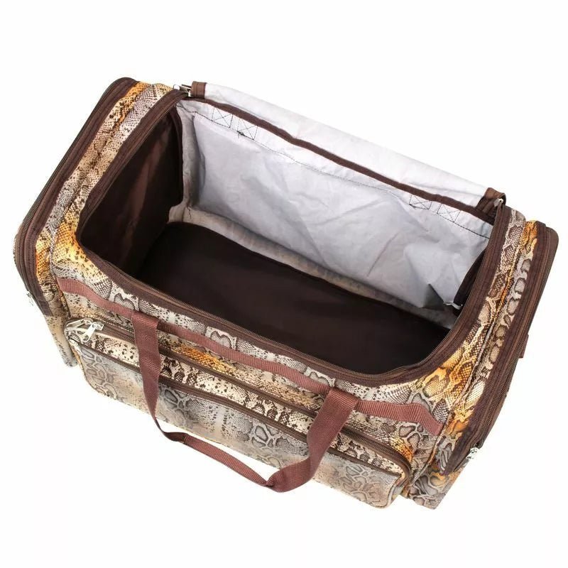 Brown Snake Skin Large Duffel Bag – Python Print Carry - On for Gym, Travel & Weekend Use - Style For You