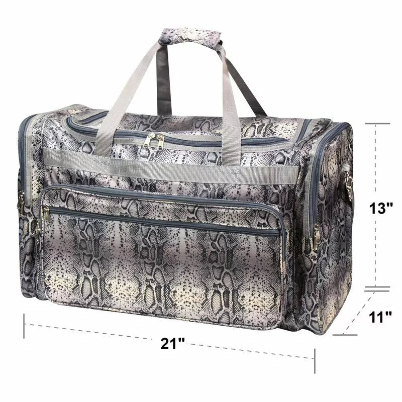 Gray Snake Skin Large Duffel Bag – Python Print Carry - On for Gym, Travel & Weekend Use - Style For You