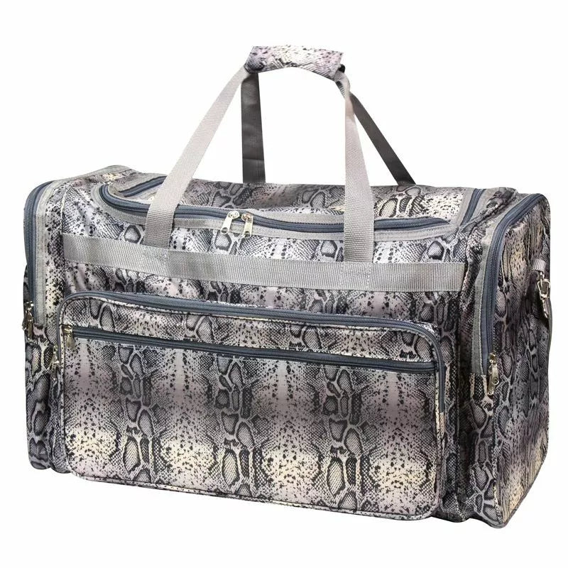 Gray Snake Skin Large Duffel Bag – Python Print Carry - On for Gym, Travel & Weekend Use - Style For You
