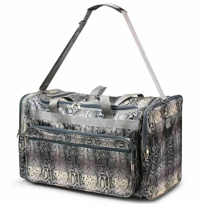 Gray Snake Skin Large Duffel Bag – Python Print Carry - On for Gym, Travel & Weekend Use - Style For You