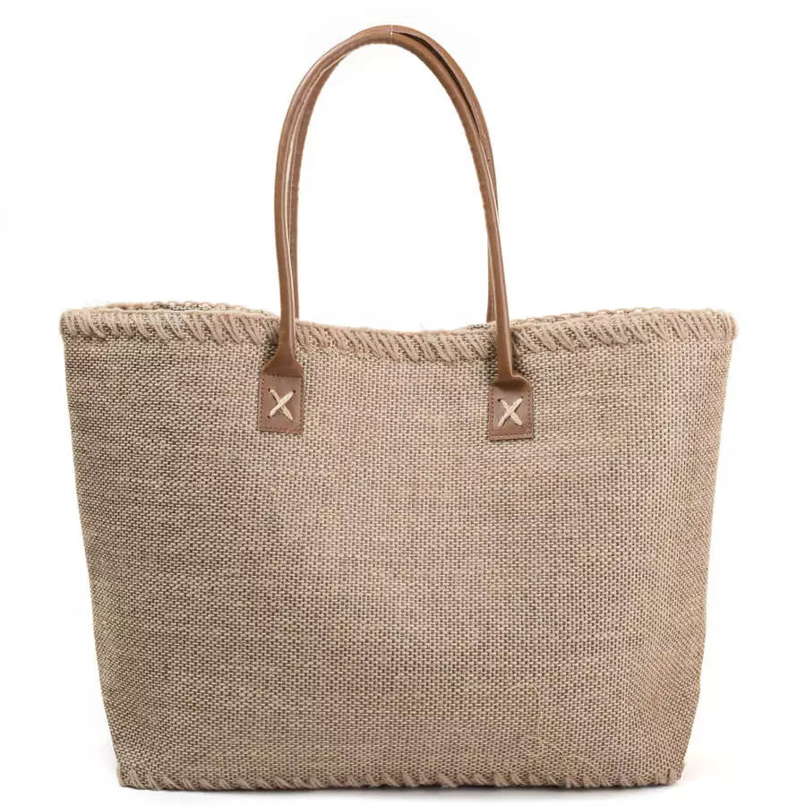 Large Brown Boho Jute Tote – Lightweight Burlap Shoulder Bag - Style For You