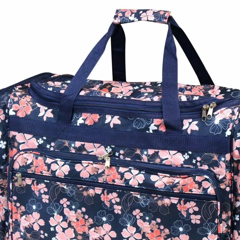 Navy Pink Cherry Blossom Large Duffel Bag – Floral Travel, Dance & Gym Carry - On - Style For You