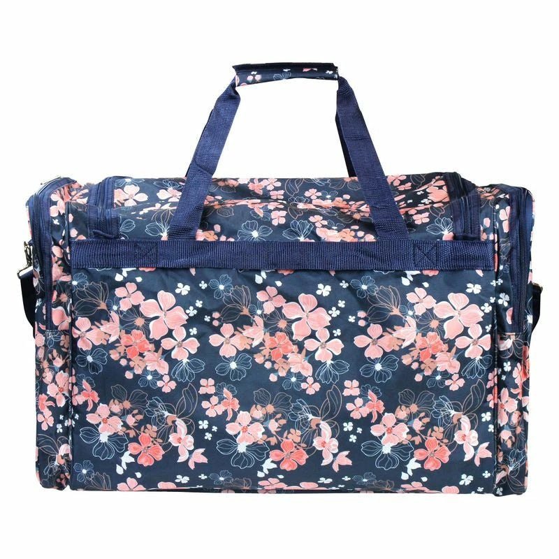 Navy Pink Cherry Blossom Large Duffel Bag – Floral Travel, Dance & Gym Carry - On - Style For You
