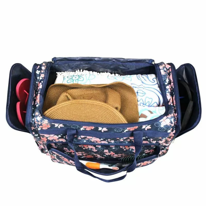 Navy Pink Cherry Blossom Large Duffel Bag – Floral Travel, Dance & Gym Carry - On - Style For You