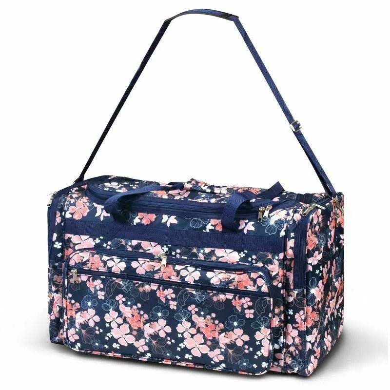 Navy Pink Cherry Blossom Large Duffel Bag – Floral Travel, Dance & Gym Carry - On - Style For You