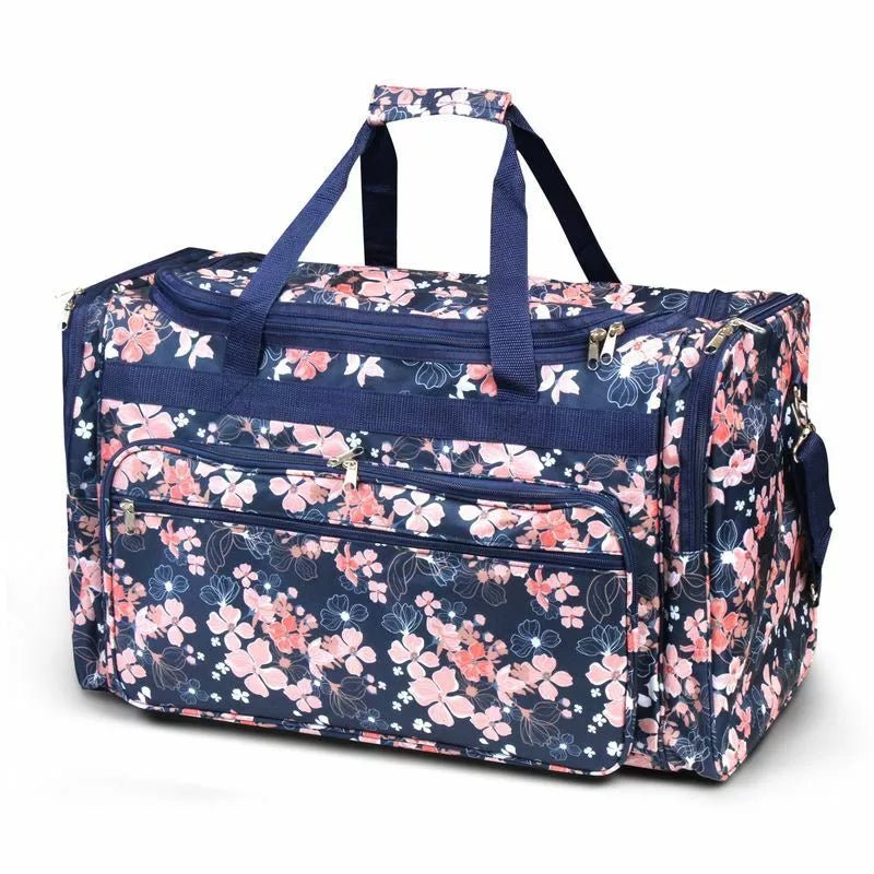 Navy Pink Cherry Blossom Large Duffel Bag – Floral Travel, Dance & Gym Carry - On - Style For You