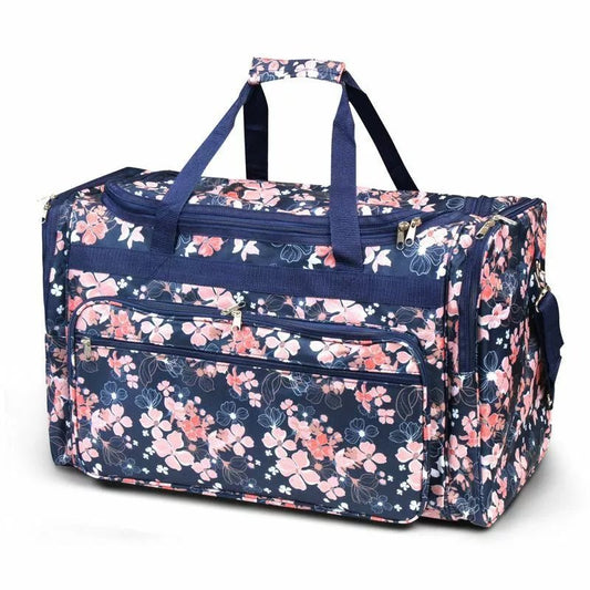 Navy Pink Cherry Blossom Large Duffel Bag – Floral Travel, Dance & Gym Carry - On - Style For You