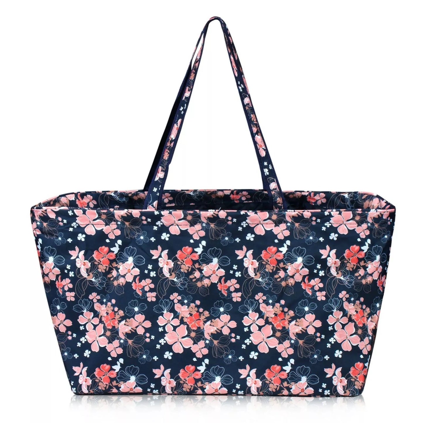 Navy Pink Cherry Blossom Large Ultimate Utility Tailgate Tote Bag XL All Purpose - Style For You