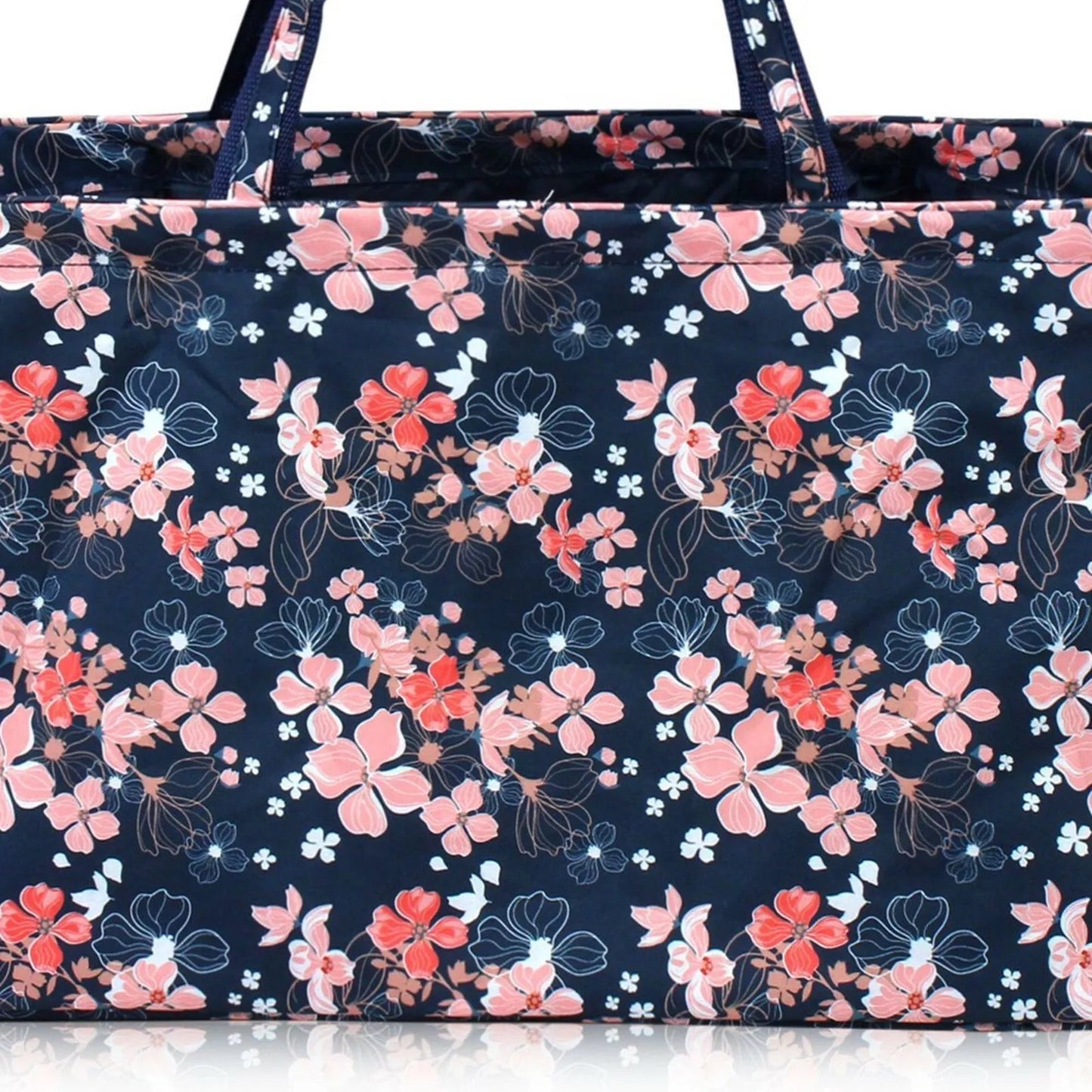 Navy Pink Cherry Blossom Large Ultimate Utility Tailgate Tote Bag XL All Purpose - Style For You