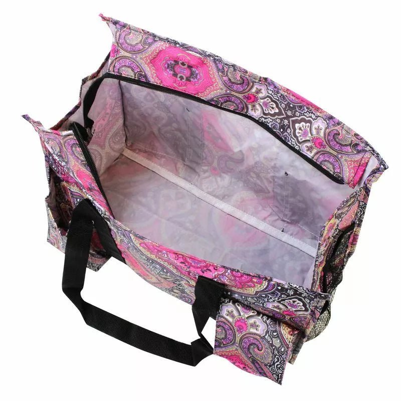 Purple Bohemian Rhapsody Paisley Utility Tote – Zip - Top 7 - Pocket Organizer - Style For You