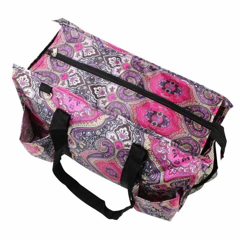 Purple Bohemian Rhapsody Paisley Utility Tote – Zip - Top 7 - Pocket Organizer - Style For You